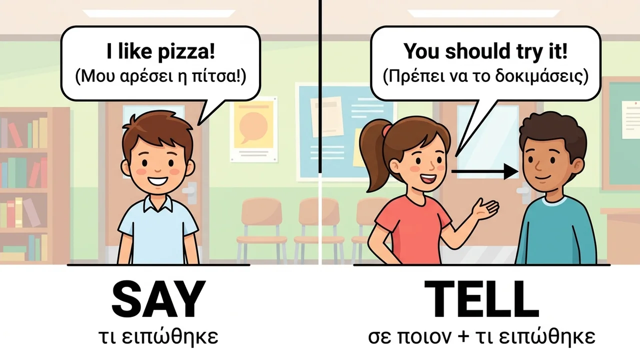 "Say" vs "Tell": Πώς ξεχωρίζουν στα Αγγλικά;